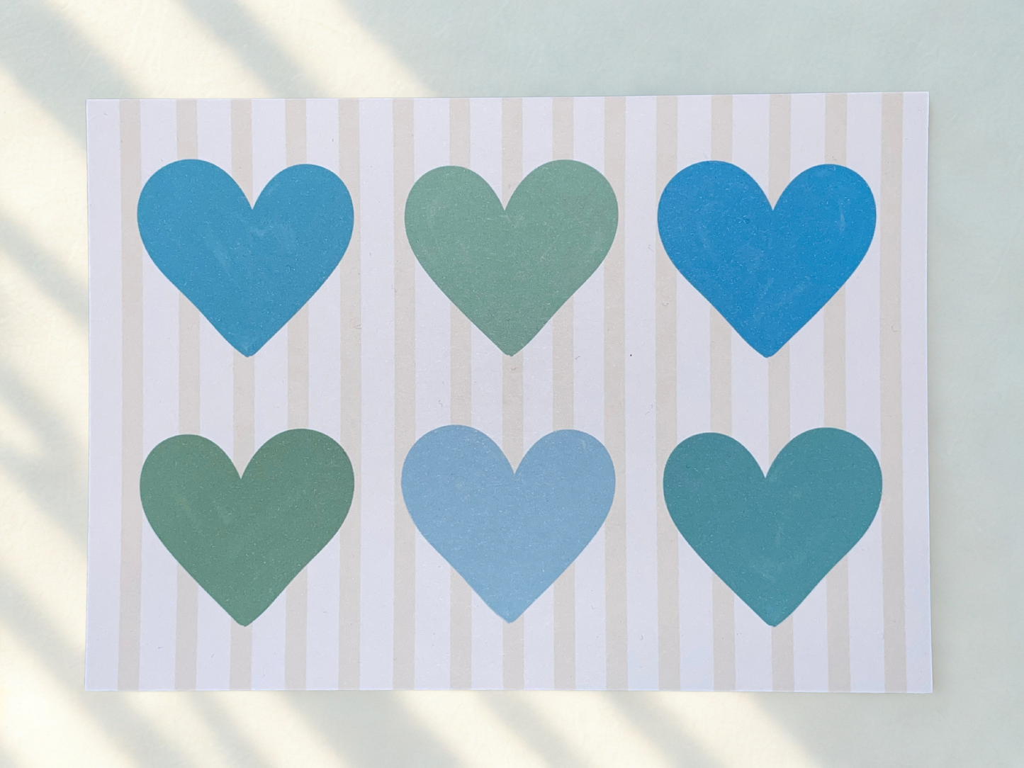 Grußkarte Herzen türkis A6
