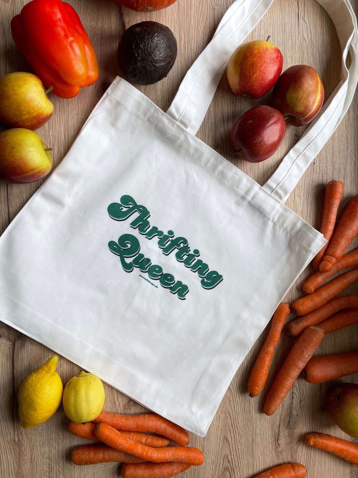 Baumwoll-Tragetasche Thrifting Queen 34 x 34 cm